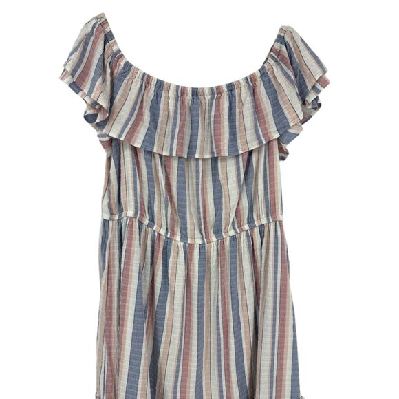 Lane Bryant Dress 18/20 Striped Ruffle Womens plus size off shoulder striped - Picture 4 of 9